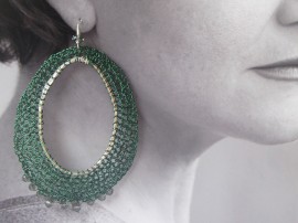 Orecchini anelli ovali vintage verdi grandi